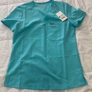 Figs women's Neon Blue Catarina - One-Pocket Scrub Top - XS